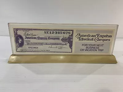 American Express Travelers Cheque Specimen Desktop Nameplate Advert $20 Example • $50