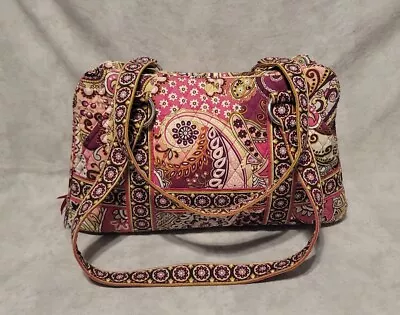 Vera Bradley Squared Away Bag Very Berry Paisley Pattern Floral Pink Straps #347 • $22.95