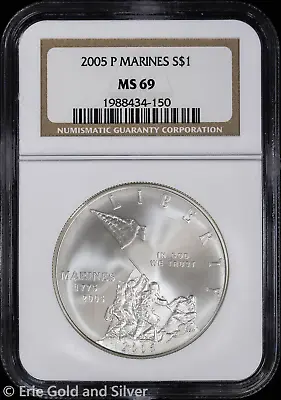 2005-P $1 US Marines Commem Silver Dollar NGC MS 69 | Uncirculated UNC BU • $80.95