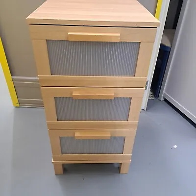 IKEA Aneboda Chest Of Drawers 3 Frosted Front Drawers Bedroom Furniture • £50