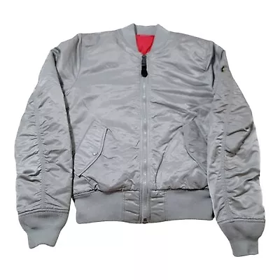 Alpha Industries Jacket Grey MA 1 Flyers Bomber Ideal Zip Mens Small Slim Fit • $69.95