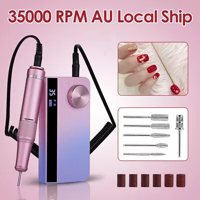 35000RPM Portable Electric Nail Drill Machine Rechargeable W/ Drill Bits 2 Types • $54.99