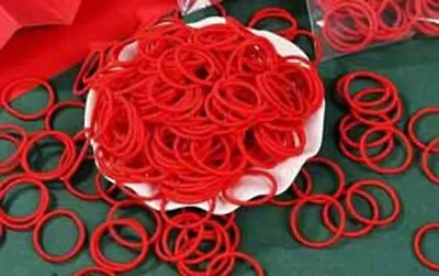 Hair Bands. Red. Small. Pack Of 30. • £2.49