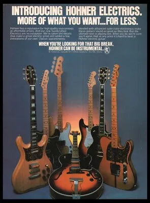 1979 Hohner Electric Guitars- Print Ad -VTG Man Cave Music Room Décor • $9.96