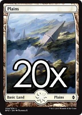 20 Battle For Zendikar Plains # 254 MTG Basic Full Art Land Lot Magic • $7.95