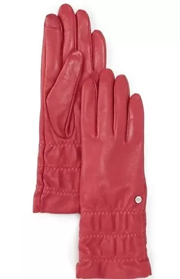 New Women's Ugg Leather Cinched Cuff Red Gloves Size M  $120.00 • £47.50