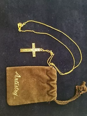 12k GoldFill Artistry Cross Pendant With Chain And Bag • $65