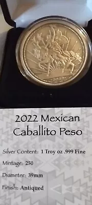  2022 1 Oz Silver  Antiqued Caballito Peso #1of 250..libertad Mexico Bu Nice • $229