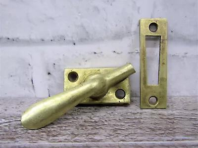 Vintage Brass Plated Window Sash Casement Latch Lock Lever W/Strike Plate • $14.99