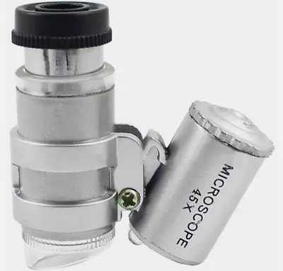 45X Mini Pocket Microscope Portable Magnifying Glass With 2 LED Lights • $9.99