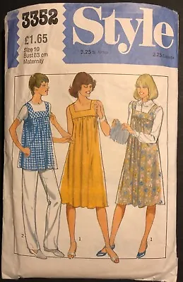 Vintage Sewing Pattern Style 3352 70s Maternity Pinafore Dress Pants Cut Size 10 • £2