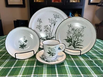 Vintage Noritake Mountain Flowers Stoneware 5 Pc Place Setting Plate Bowl Cup • $19.99