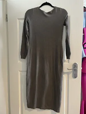 $50 • Buy Ralph Lauren Blue Label Grey Knit V Back Midi Dress Size S