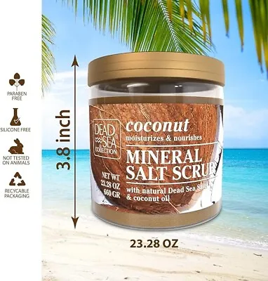 Coconut Salt Scrub With Natural Dead Sea Minerals Essential Oils Extracts 660g • £7.31