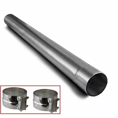 Stainless Steel Straight Exhaust Pipe 4  OD X 51   Long With Band Clamps • $82.74