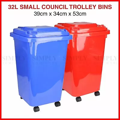 32L Mini Wheelie Bins Storage Bin Rubbish Trash Trolley Lid Wheels Dustbin Can • $34.90