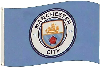 MANCHESTER CITY FC LARGE FOOTBALL CLUB MAST FLAG OFFICIAL MCFC 5ft X 3ft • £13.98