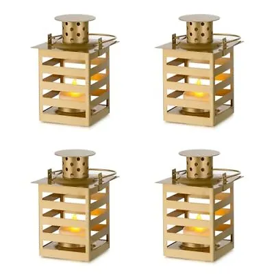 Hanging Mini Lantern Decorative 4 Pcs Gold Vintage Candle Lanterns With Flick... • $28.69