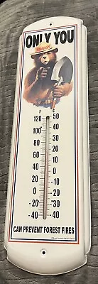 Vtg Smokey The Bear Camping Fire Porcelain Thermometer Sign Oil Pump Gas Station • $115