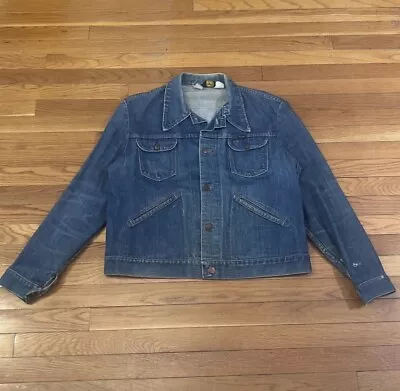 Vintage 70s Wrangler Denim Jacket Mens L Biker Trucker Jacket USA • $55