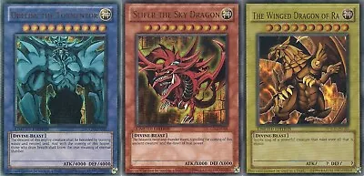 Yugioh | Egyptian God Cards Slifer Obelisk Ra YGLD Ultra Set Limited NM • $39.95