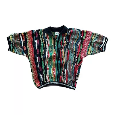 Vintage COOGI Sweater Men’s M 3D Knit Cotton Pullover Polo 90s Cosby • $199.99