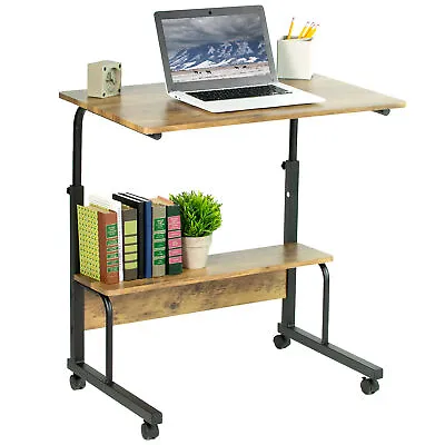 VIVO Mobile Height Adjustable Laptop Workstation Cart With Storage Shelf • $59.99