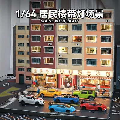 Diorama 1/64 Car Parking Lot LED Light City Street Scene Display Building Model • $21.85