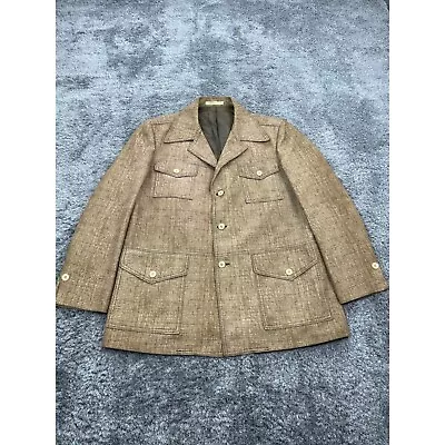 Vintage Rolls Sportswear Blazer Mens 44R Brown Straw Material Sports Coat Jacket • $34