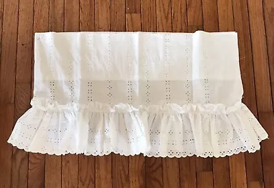 £14.56 • Buy Pure White Cotton Eyelet Valance Curtain Ruffled 60x18 Rod Pocket - 5 Available