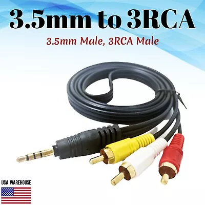 3RCA Male To 3.5mm Male Cable 3ft Adapter Audio Video Cord AV DV AUX Converter • $4.50