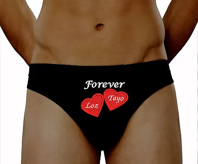 Personalised Valentines Pants Mens Brief 2 Hearts Custom Underwear Gift Novelty • £10.88