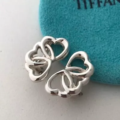 Tiffany & Co. Elsa Peretti Open Heart Earrings Triple Silver 925 Accessory • $161