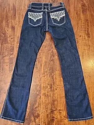 Used Cowgirl UP CGUP Size 25x36 Womens Jean Pants Rose Buttons • $25