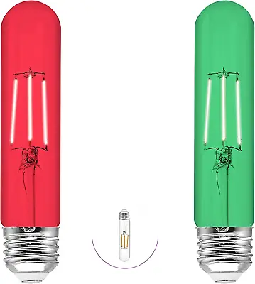 2 Pack T10 Filament LED Red Light Bulbs Green Light Bulbs – E26 Base 6W 60 Watt • $13.74
