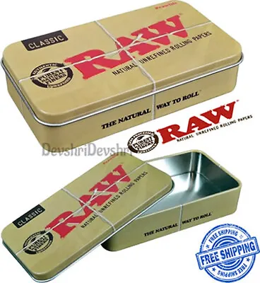 £3.08 • Buy RAW Tin Rolling Papers Printed Tobacco Tins Case GENUINE Paper Storage Stash Box
