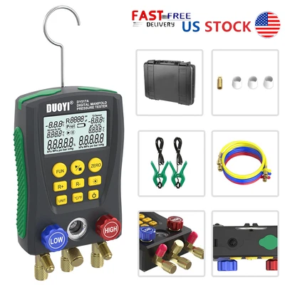 $159 • Buy Refrigeration Digital Manifold Gauge Set HVAC Gauges Pressure Temperature Tester