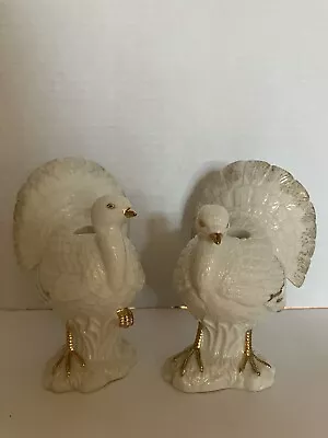 Pair Of Mikasa Turkey Candlesticks Ivory With Gold Accents Retired • $22