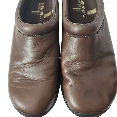 Merrell Encore Mules Womens 8 Brown Shoes Clogs Slip On Leather Casual • $22