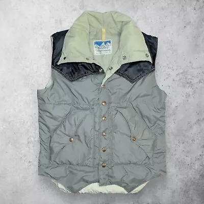 Vintage Powderhorn Mountaineering Goose Down Vest - Men's Small - Black & Gray • $54.99