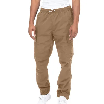 Mens Stretch Cargo Combat Work Pants Multi Pockets Elastic Waist Trousers NeW - • $24.91