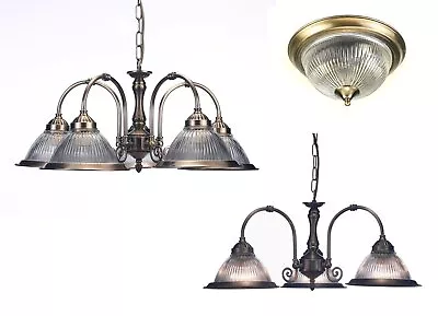 Marco Tielle New York Diner Range. Antique Brass Ceiling Light. Clear Glass. • £27