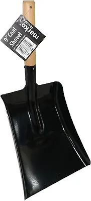 9  Metal Coal Shovel Extra Wide Mouth Scoop Fireside Ash Wooden Handle Dust Pan • £7.99