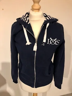 Lazy Jack's Ladies Hoodie Size 8 Navy Blue/striped Lining. Very Good Condition • £12