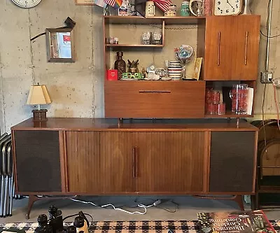 Danish Mid Century Modern Bar Stereo Console Credenza Cabinet Vintage Tambour • $2899.99