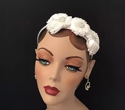 £60 • Buy White Silk Ribbon Wedding Fascinator