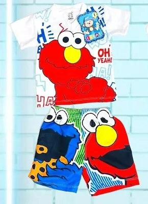 Elmo & Cookie Monster Kids T Shirt And Short Set Boys • $15