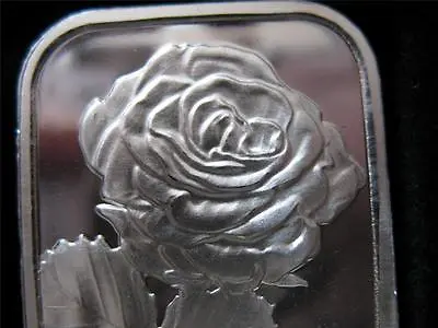 $33 • Buy 1-oz Pure Silver.999 Beautiful Art Bar  Single Rose Stem Valentine Day Gift+gold