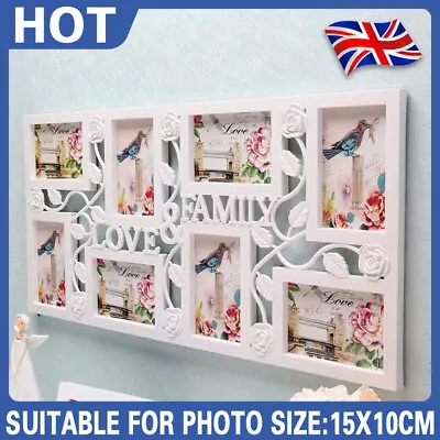 Family Love 8 Multi Aperture Photo Picture Frame Holds 6''X4'' Photos Decoration • £12.98