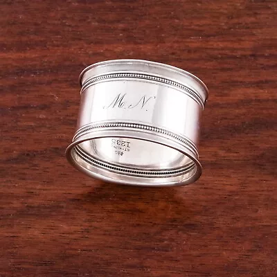 Early Gorham Sterling Silver Napkin Ring Beaded Borders 1852-65 Monogram Mn • $44.50